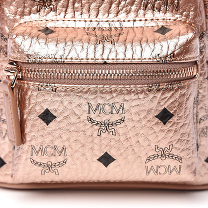 MCM Metallic Visetos Studded X-Mini Bebe Boo Backpack Champagne Gold 10 of 10
