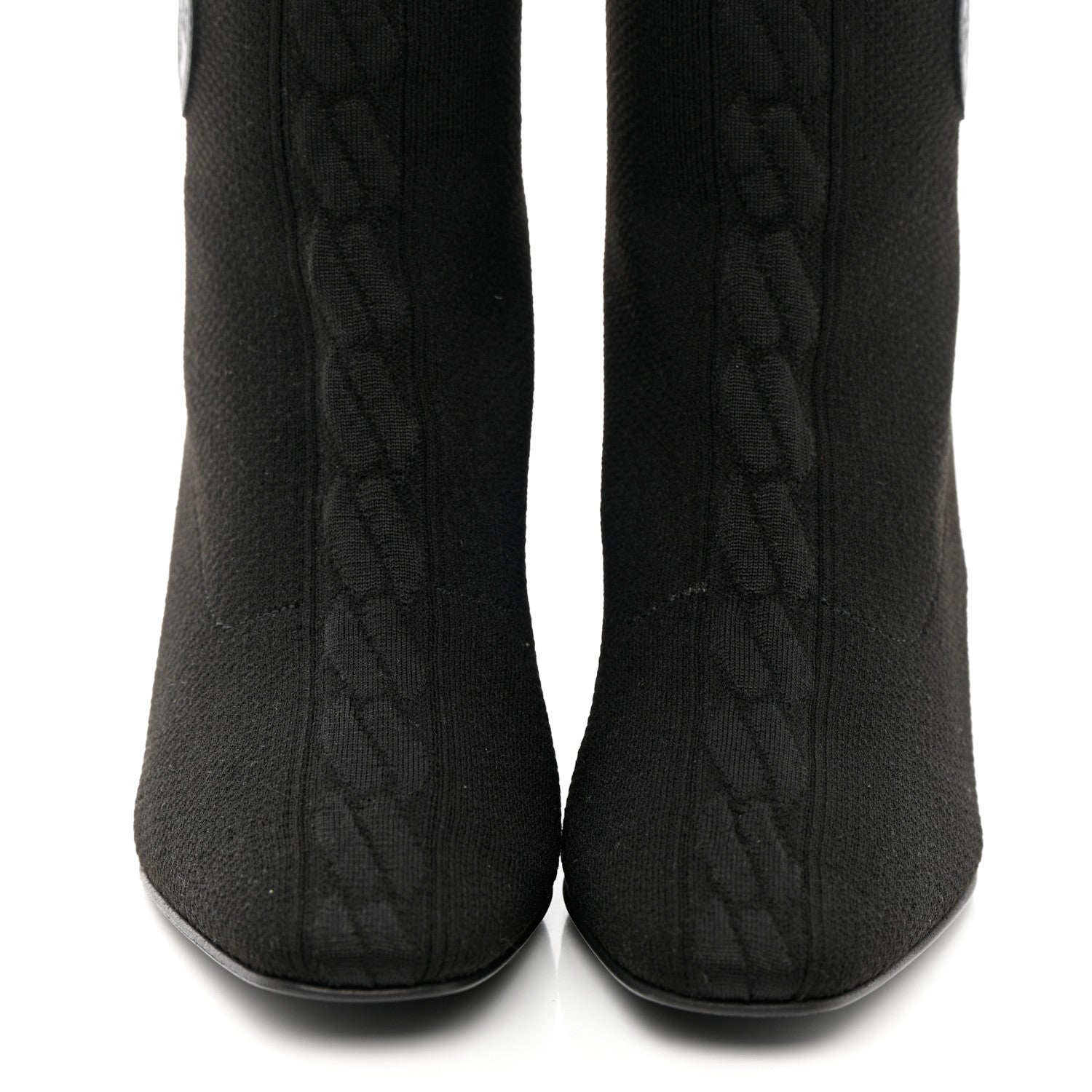 Hermes Knit Calfskin Fontaine 60 Boots 36.5 Black 5 of 16