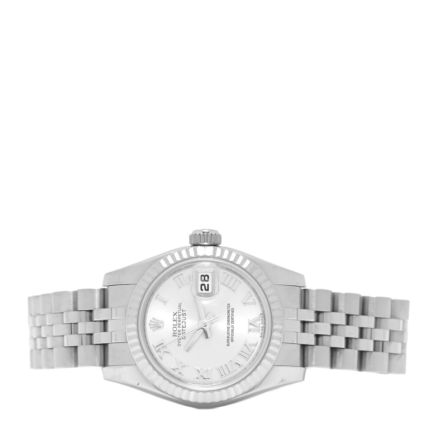 Stainless Steel 18K White Gold 26mm Oyster Perpetual Datejust Watch Silver Roman 179174