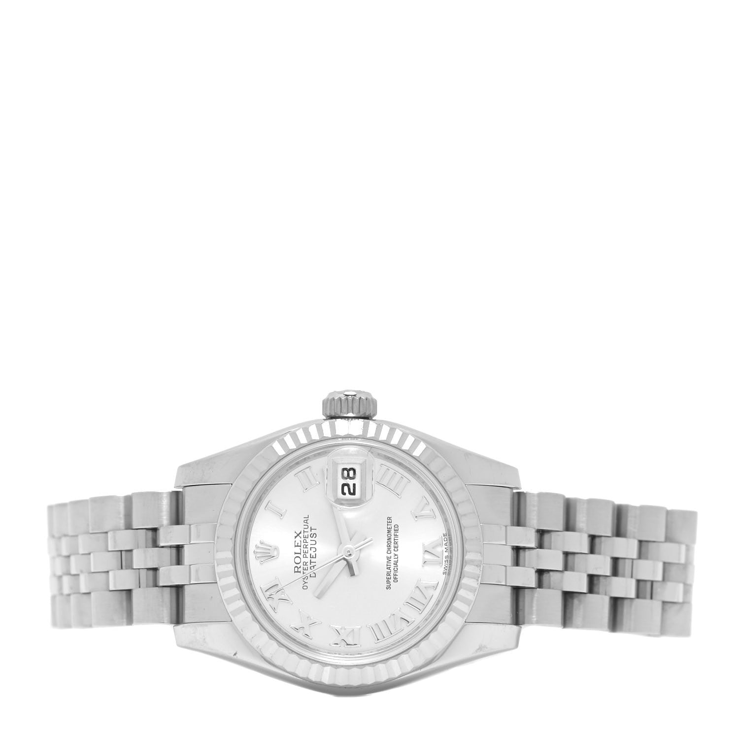 Rolex Stainless Steel 18K White Gold 26mm Oyster Perpetual Datejust Watch Silver Roman 179174 2 of 5