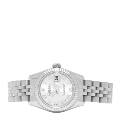 Rolex Stainless Steel 18K White Gold 26mm Oyster Perpetual Datejust Watch Silver Roman 179174 2 of 5