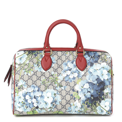 Gucci GG Supreme Monogram Blooms Medium Boston Beige Blue Navy Hibiscus Red 1 of 9