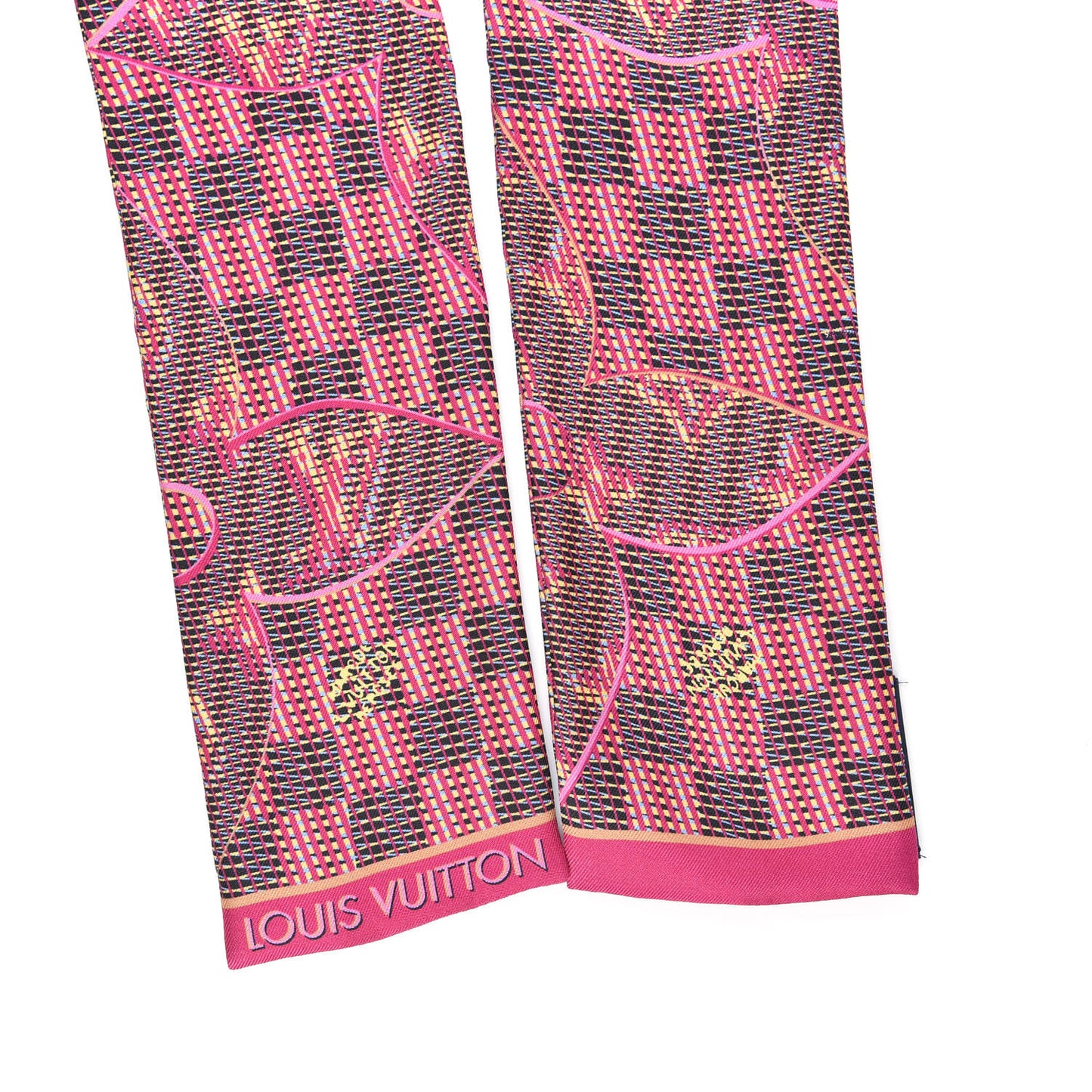Silk Monogram Damier Pop Print Bandeau Pink