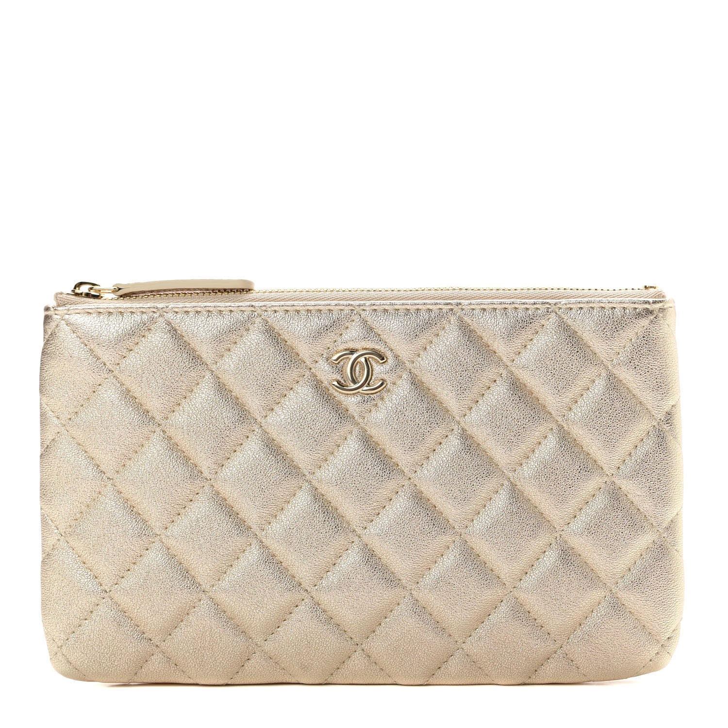 Chanel Metallic Lambskin Quilted Cosmetic Case Gold 1 of 7