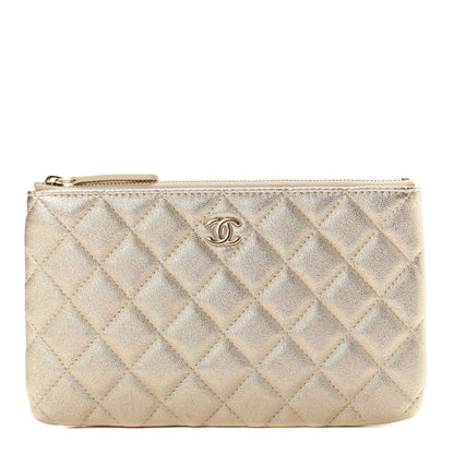 Chanel Metallic Lambskin Quilted Cosmetic Case Gold 1 of 7