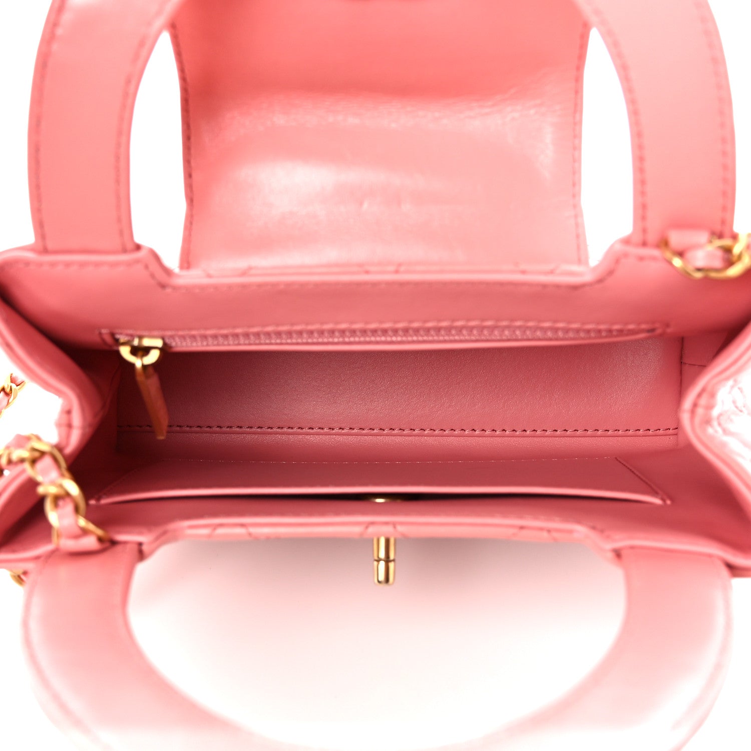 Chanel Shiny Aged Calfskin Quilted Nano Kelly Shopper Coral Pink 6 of 11
