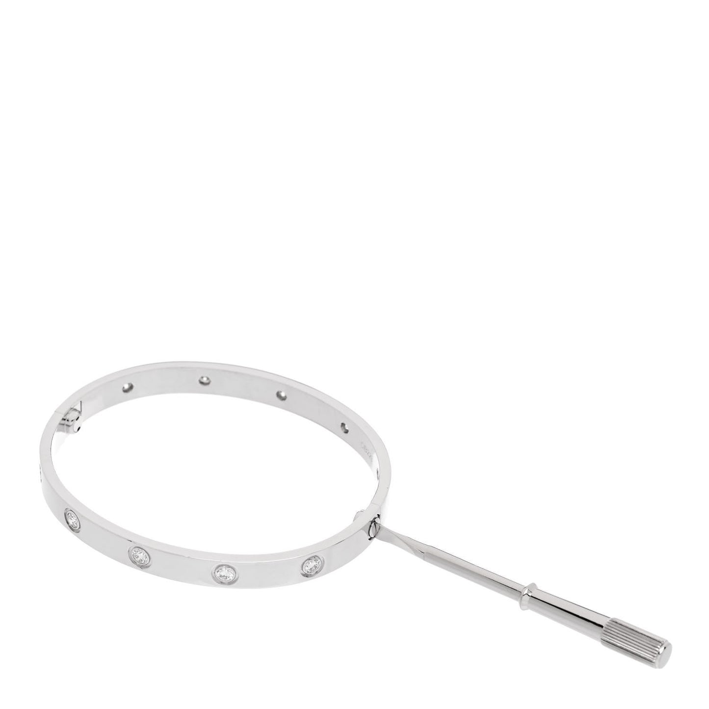 18K White Gold 10 Diamond LOVE Bracelet 17