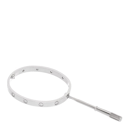 Cartier 18K White Gold 10 Diamond LOVE Bracelet 17 3 of 6