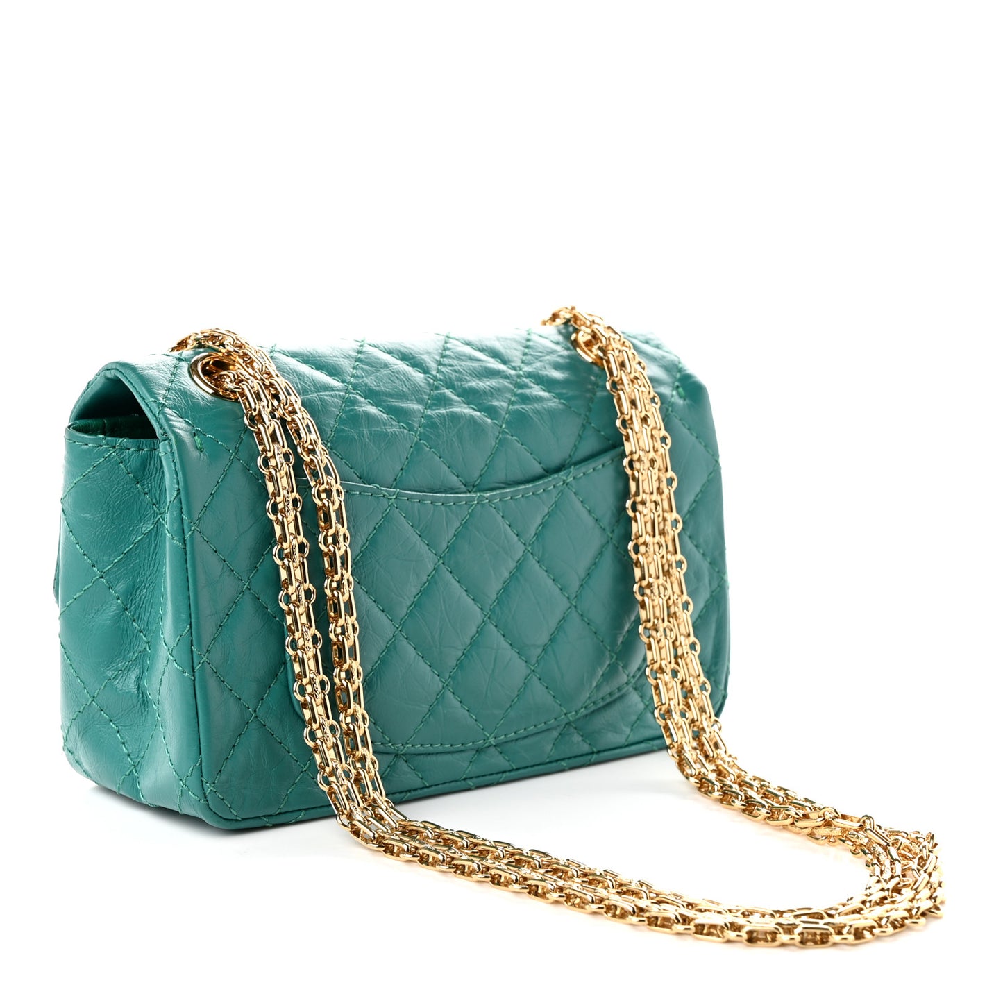Aged Calfskin Quilted 2.55 Reissue Mini Flap Green