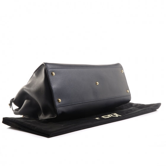Fendi Vitello Dolce Marmol Large Peekaboo Iconic Satchel Blue Notte 4 of 11