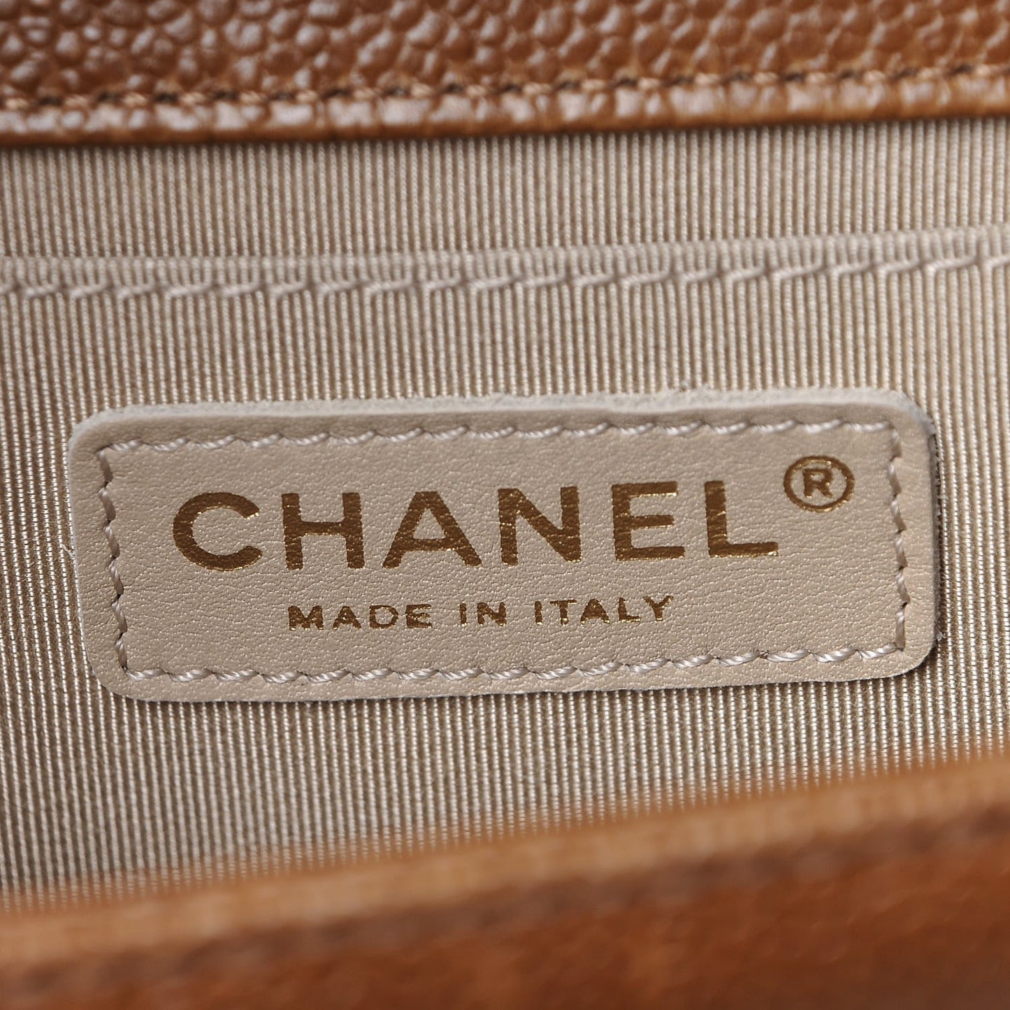 Caviar Quilted Medium Boy Flap Light Brown