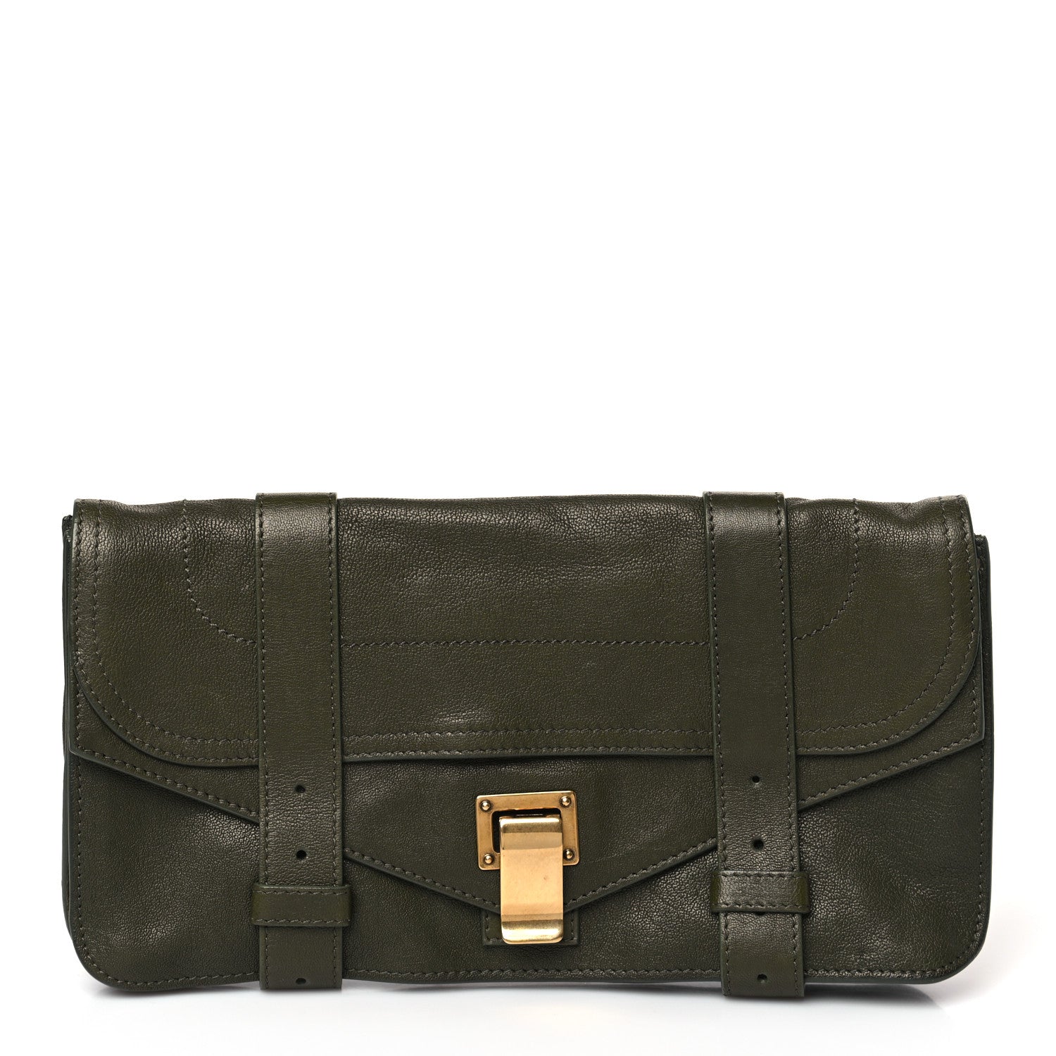 Proenza Schouler Lambskin PS1 Pochette Clutch Military 1 of 8