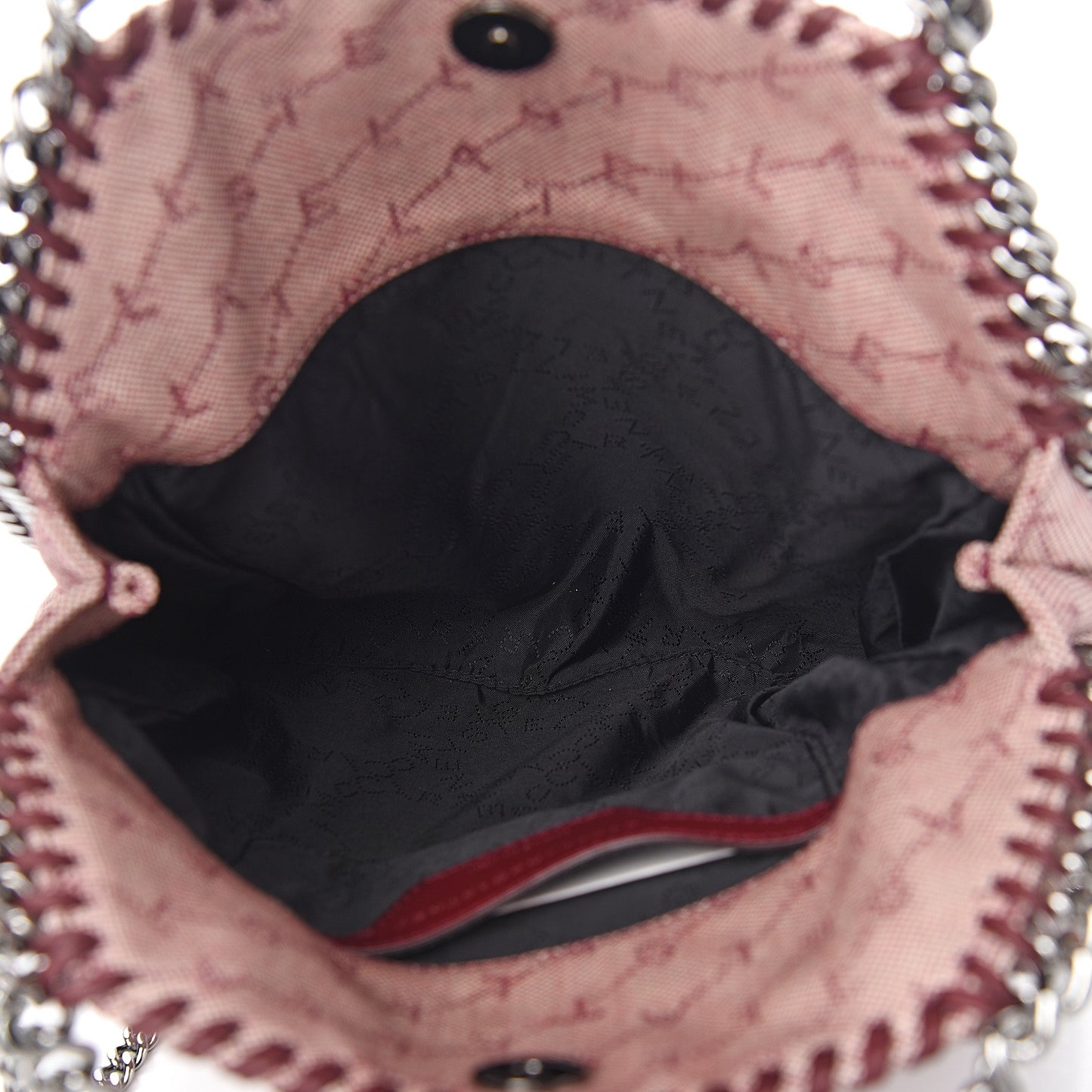 Denim Logo Mini Falabella Tote Burgundy
