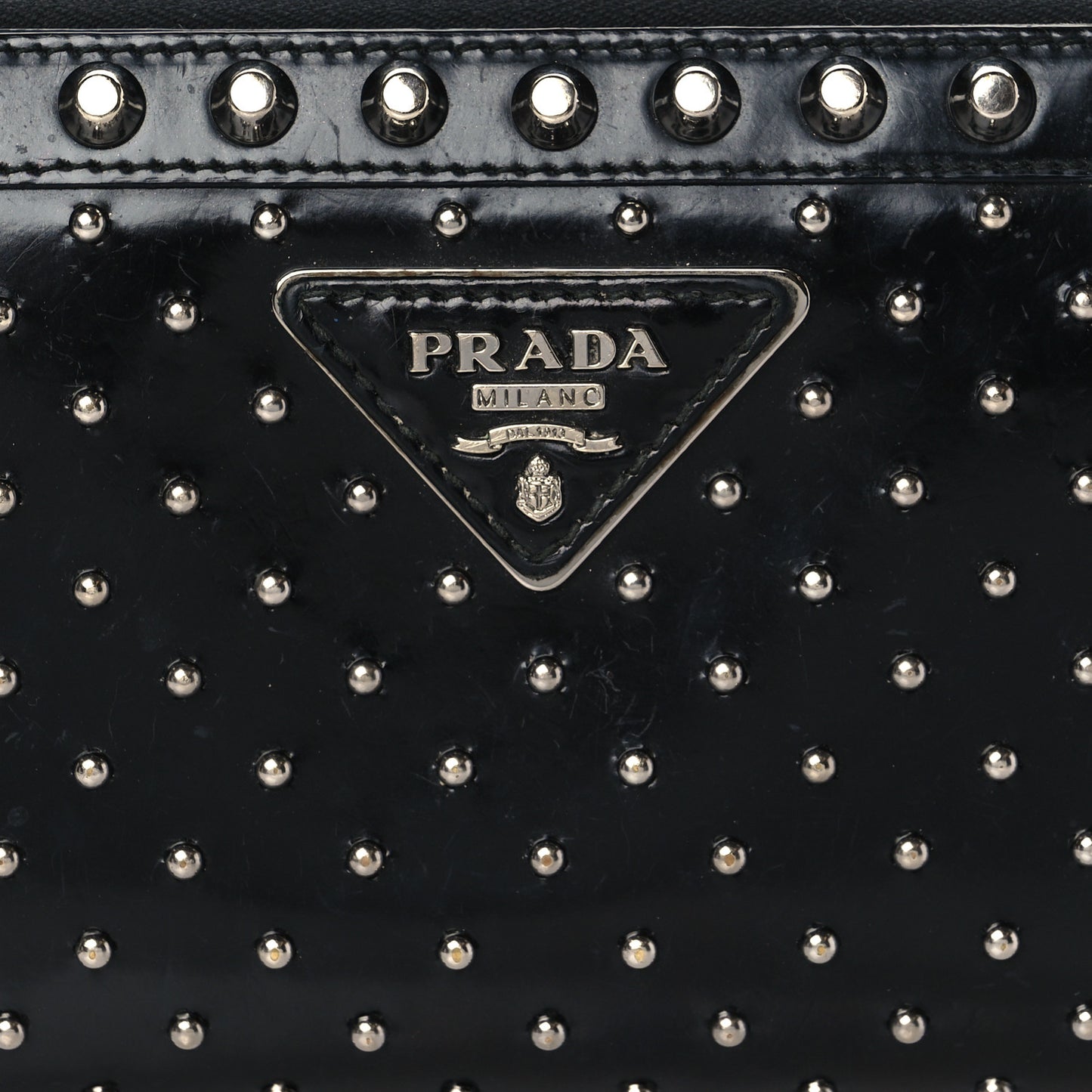 Spazzolato Studded Zip Around Wallet Black