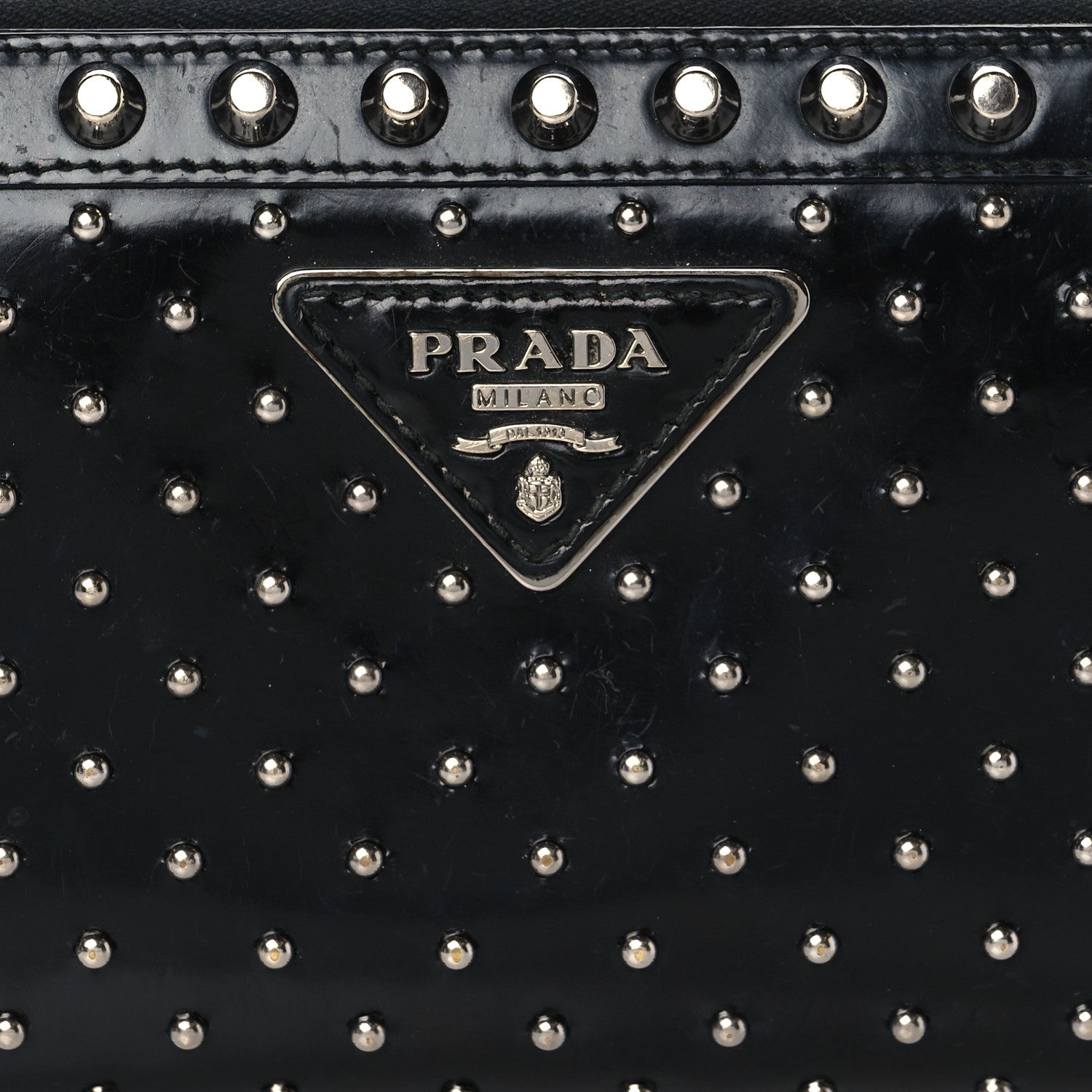 Prada Spazzolato Studded Zip Around Wallet Black 7 of 7