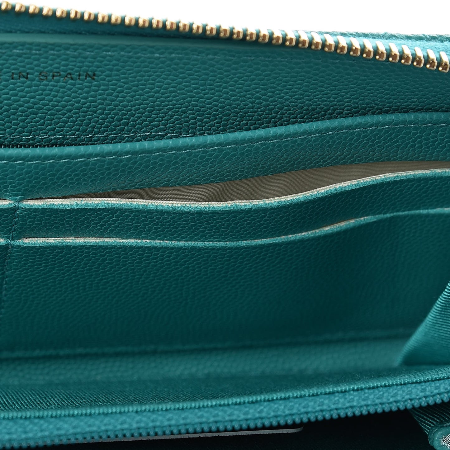 Caviar Quilted Large Gusset Zip Around Wallet Turquoise