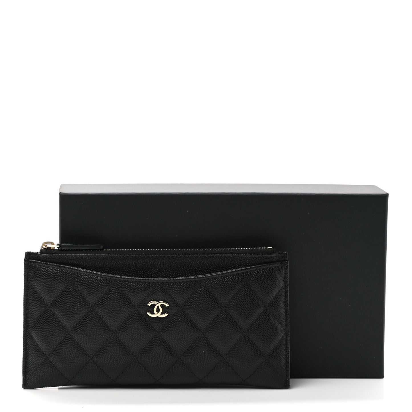 Caviar Quilted Classic Zip Pouch Black
