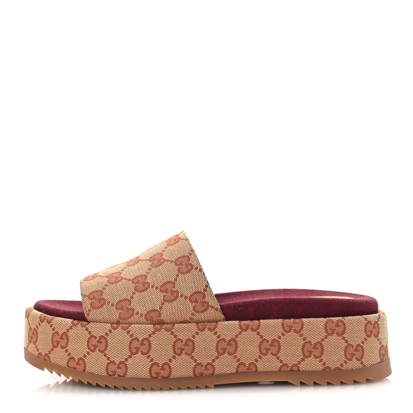 Canvas GG Monogram Angelina Platform Slide Sandals 38.5 Beige Ruggine