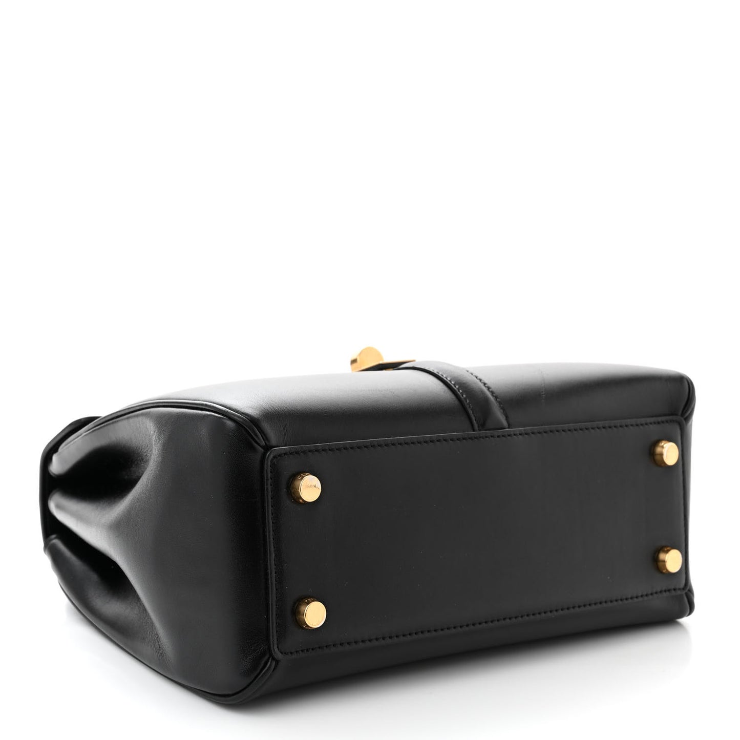 Satinated Calfskin Small 16 Top Handle Bag Black