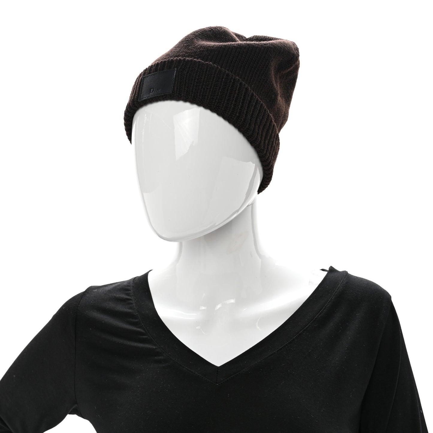 Wool Knit Beanie Dark Brown
