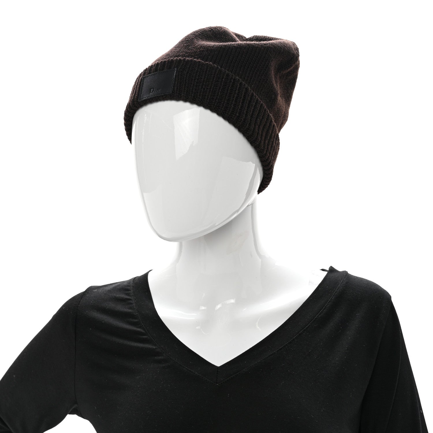 Christian Dior Wool Knit Beanie Dark Brown 2 of 5