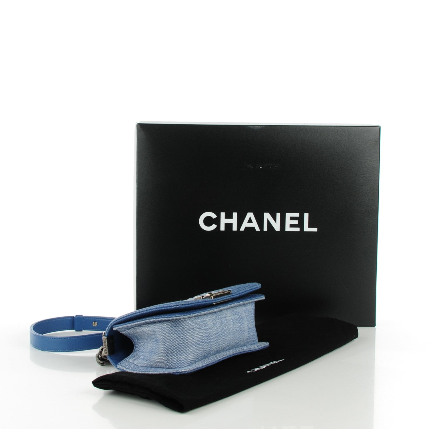 Chanel Denim Chevron Small Boy Flap Blue 4 of 7