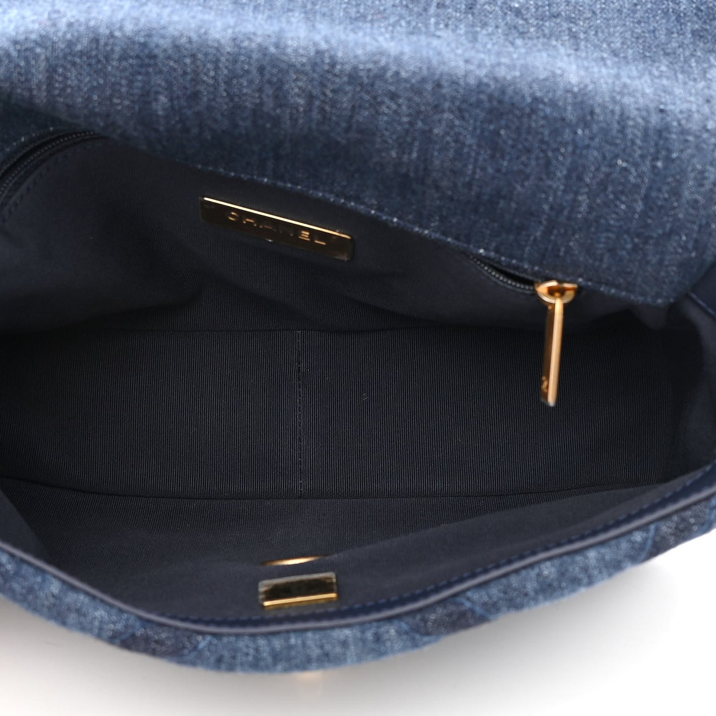 Denim Quilted Medium Chanel 19 Flap Blue