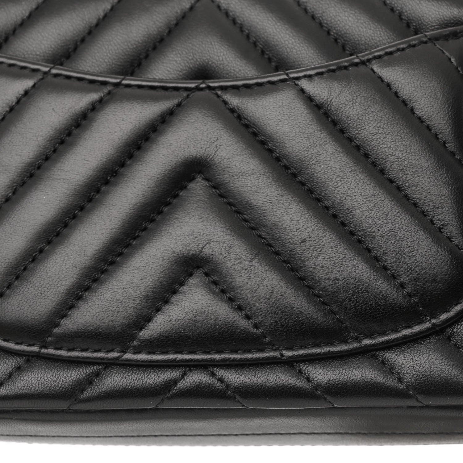Chanel Lambskin Chevron Quilted Mini Rectangular Flap Black 14 of 16