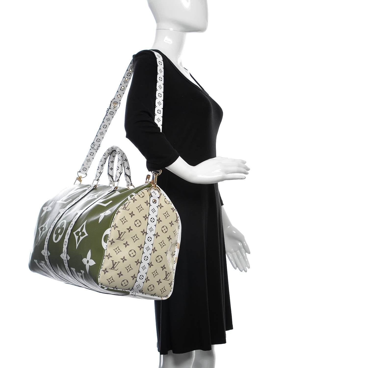 Louis Vuitton Monogram Giant Keepall Bandouliere 50 Kaki Beige 2 of 10