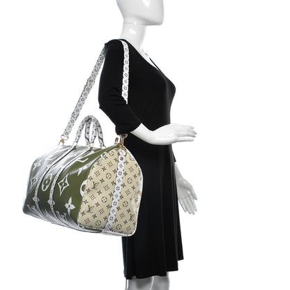 Louis Vuitton Monogram Giant Keepall Bandouliere 50 Kaki Beige 2 of 10