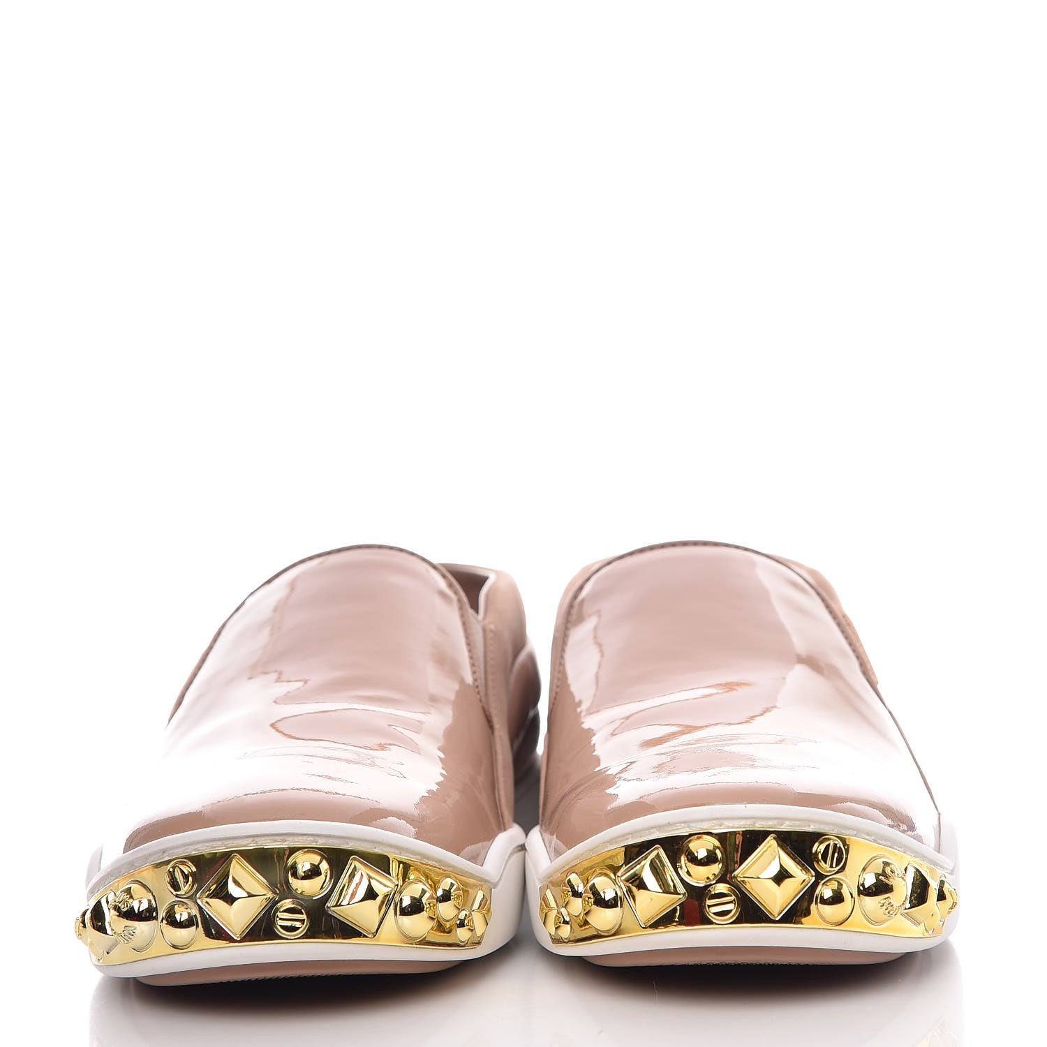 Louis Vuitton Patent Calfskin Suede Tempo Slip On Sneakers 36 Nude 2 of 8