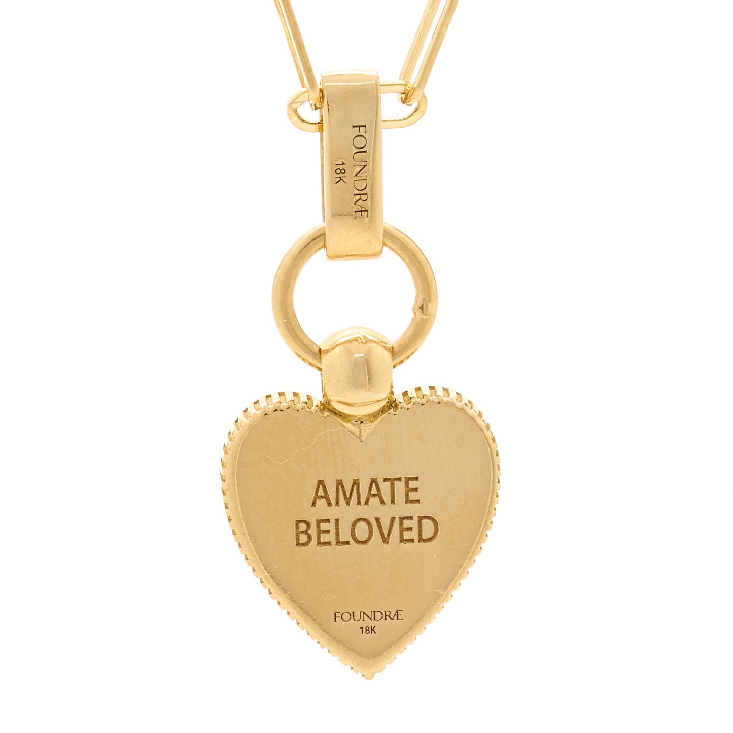 18K Yellow Gold Diamond Amate Crest Super Fine Clip Slide Pendant Necklace