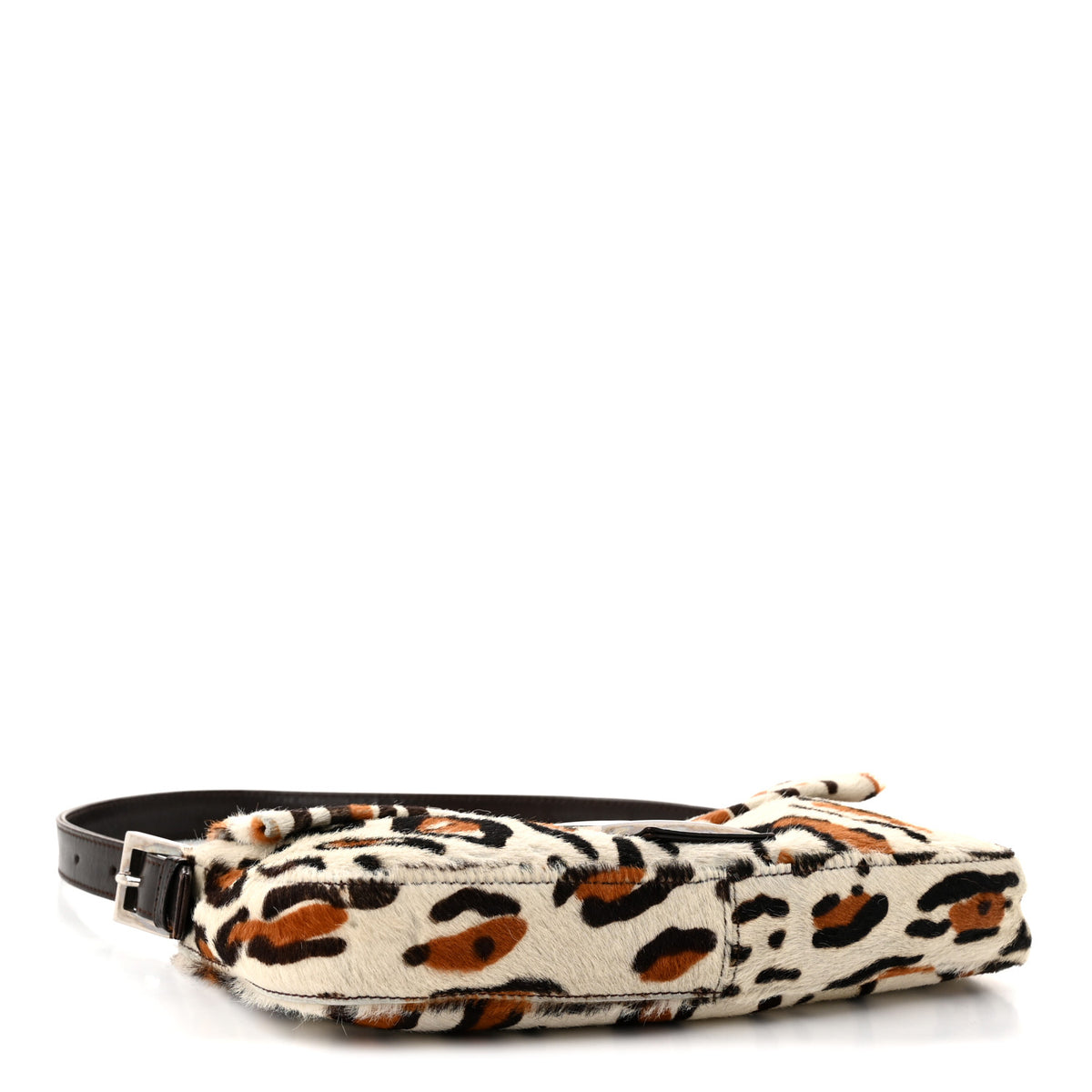Calf Hair Leopard Print Baguette Brown