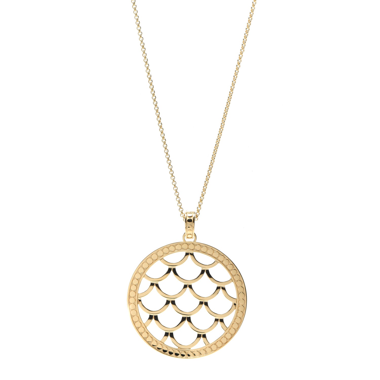 John Hardy 18K Yellow Gold Naga Circle Pendant Necklace 1 of 4