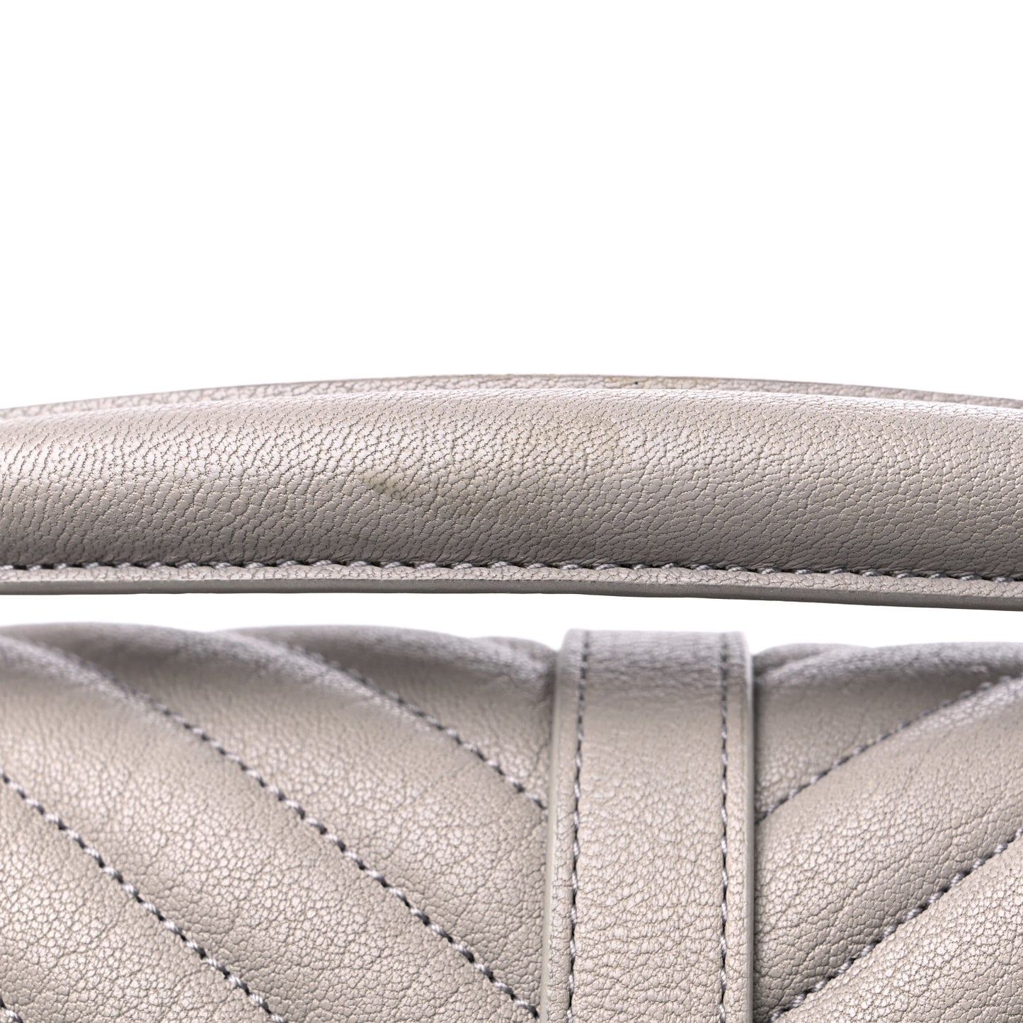 Sheepskin Matelasse Chevron Monogram Large College Satchel Light Grey