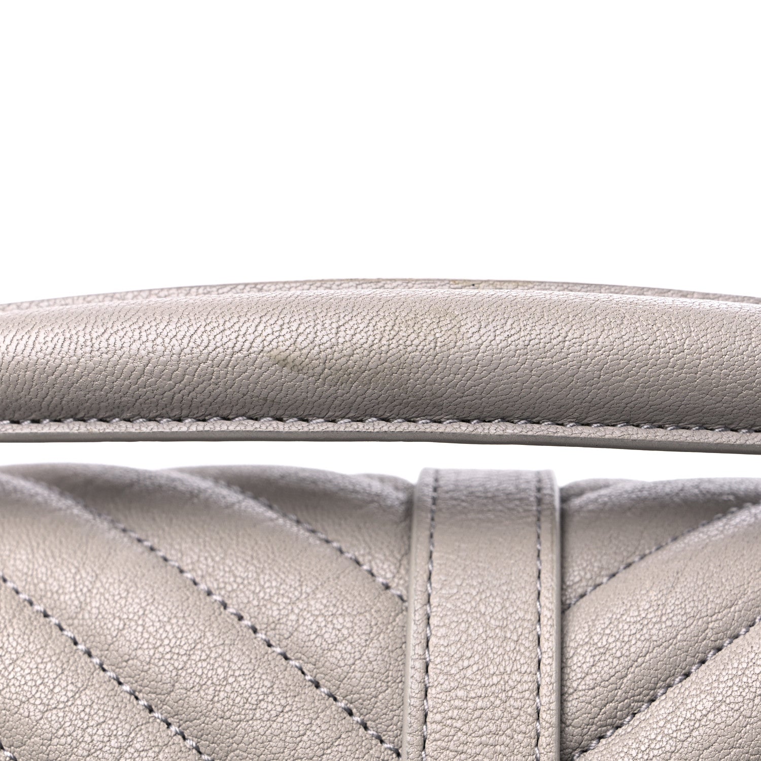 Saint Laurent Sheepskin Matelasse Chevron Monogram Large College Satchel Light Grey 14 of 15