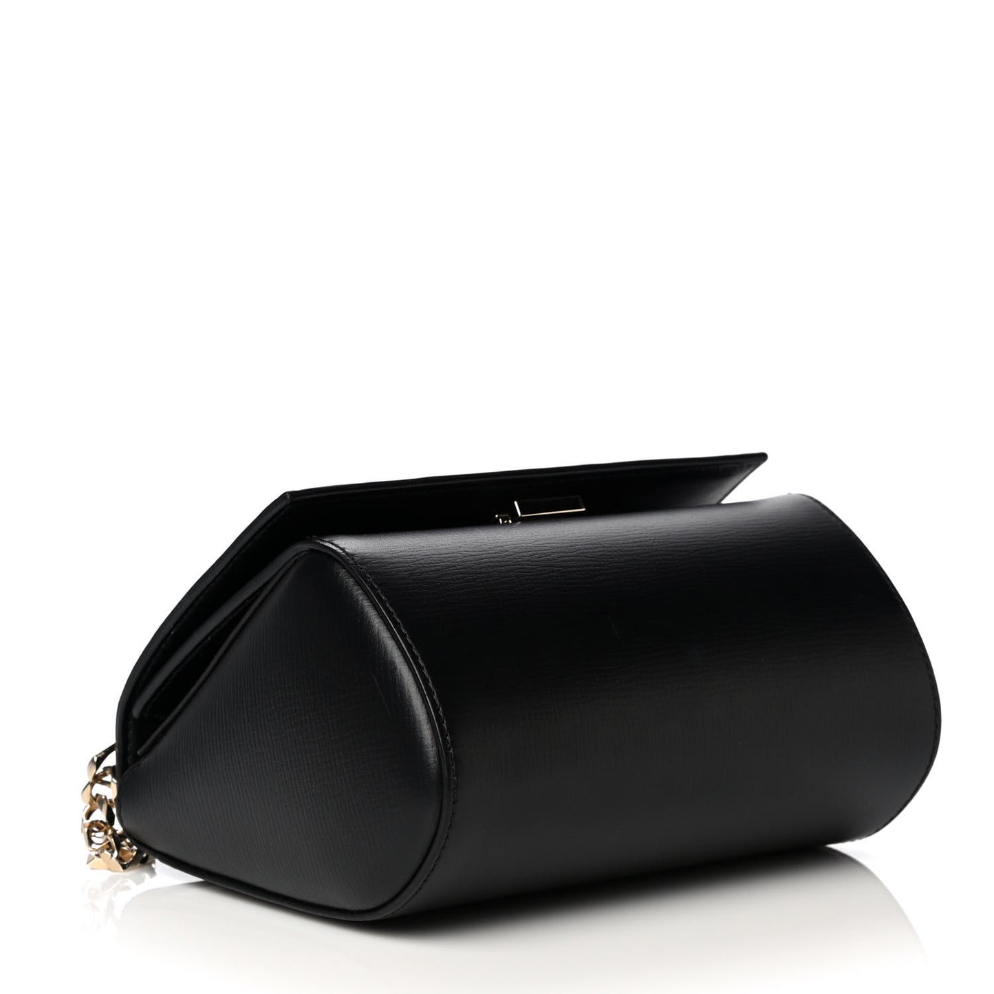 Textured Calfskin Mini Pandora Box Chain Crossbody Bag Black