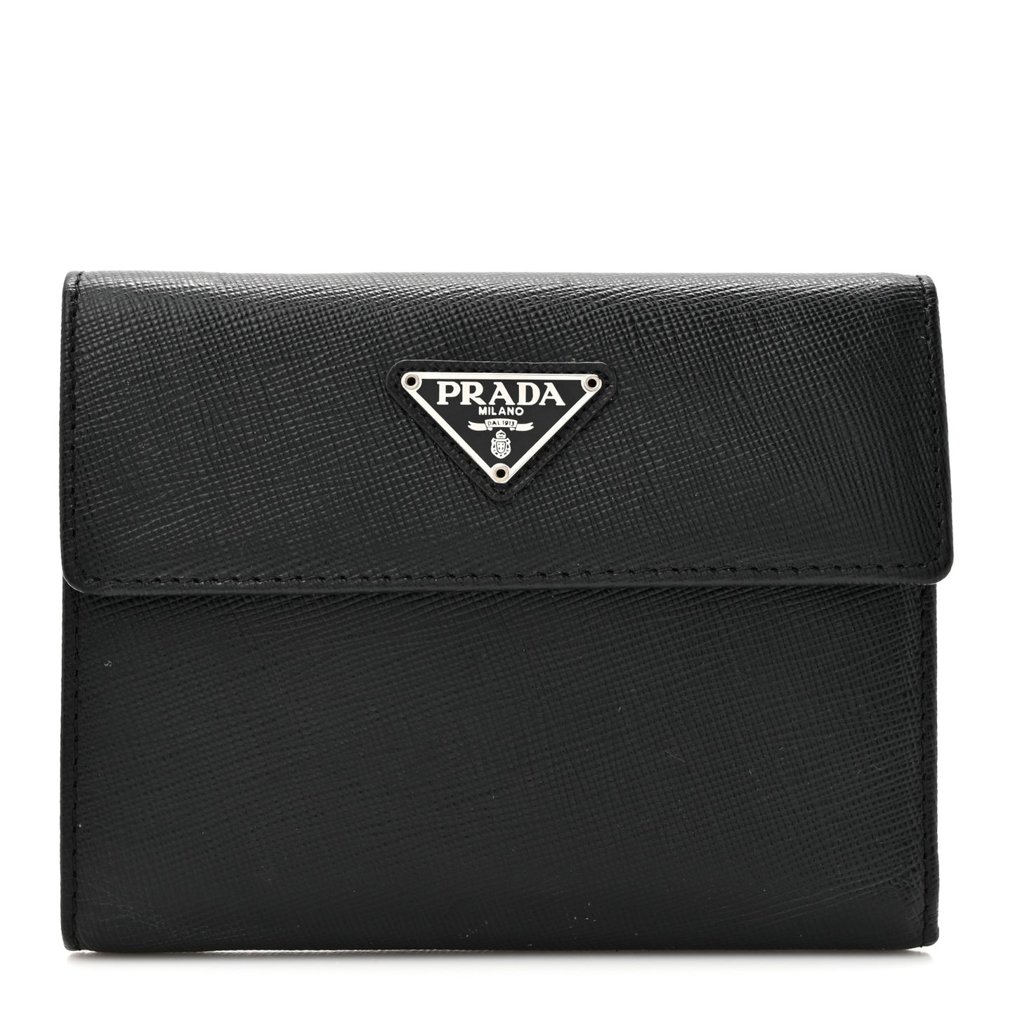 Saffiano Metal Flap Wallet Black