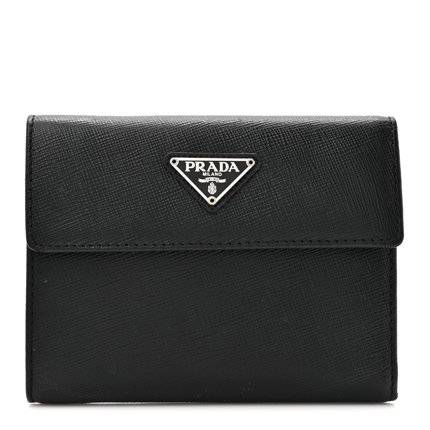 Prada Saffiano Metal Flap Wallet Black 1 of 11