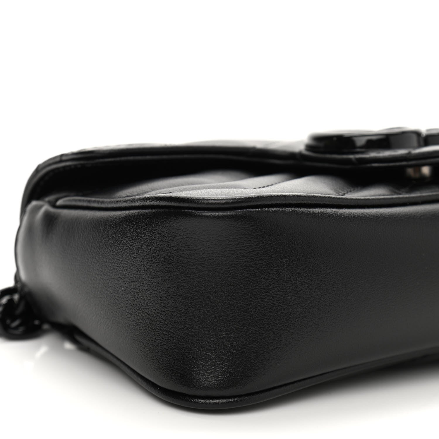 Gucci Calfskin Matelasse Monochrome GG Marmont Chain Belt Bag Black 8 of 11