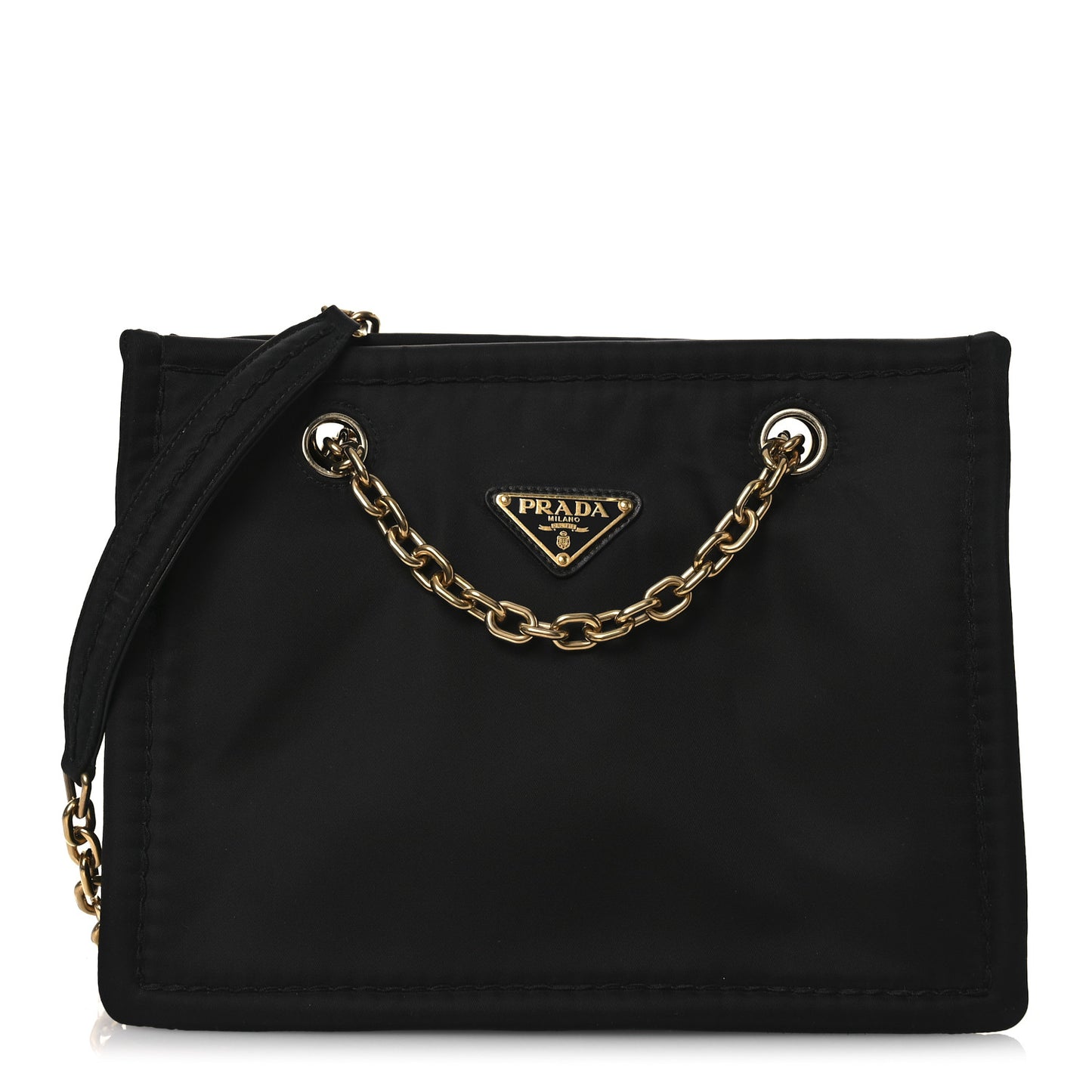 Tessuto Nylon Chain Shoulder Bag Black