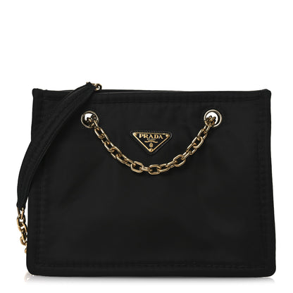Prada Tessuto Nylon Chain Shoulder Bag Black 1 of 10