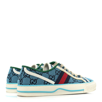 Gucci GG Monogram Multicolor Web Womens 1977 Tennis Sneakers 35 Light Blue Mystic White 5 of 13