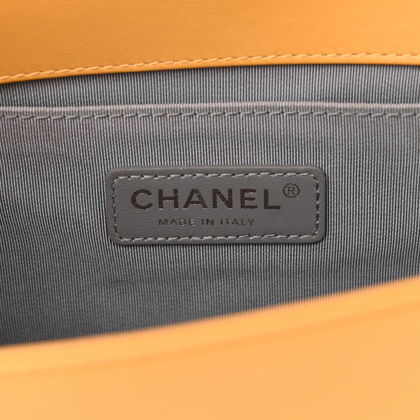 Calfskin Chevron Quilted Medium Boy Flap Yellow