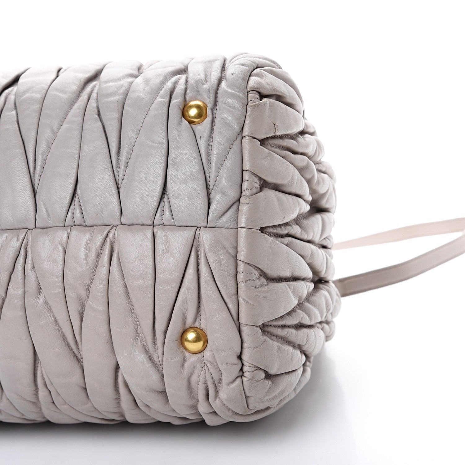 Miu Miu Nappa Matelasse Bauletto Top Handle Tote Pomice 10 of 23