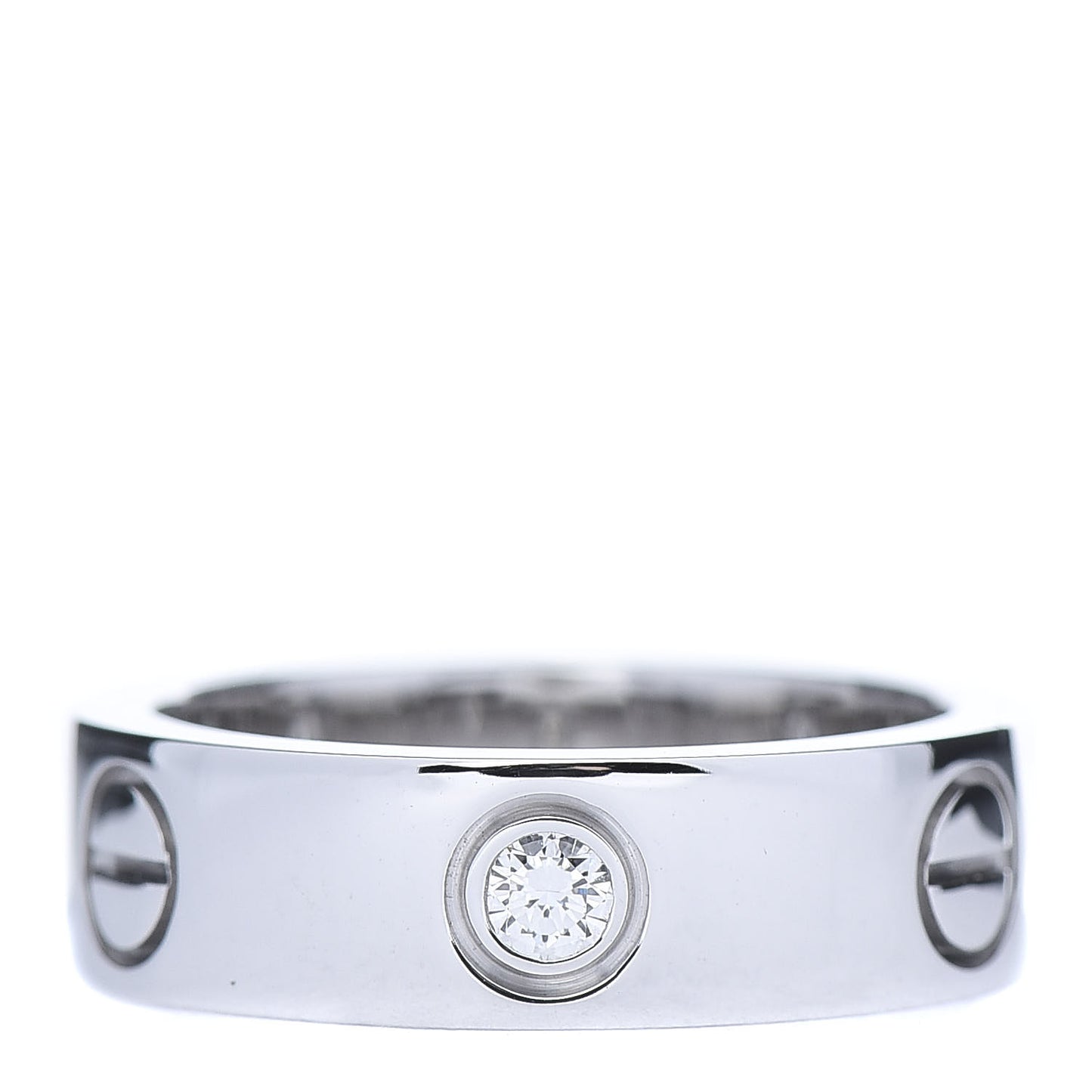 18K White Gold 3 Diamond 5.5mm LOVE Ring 51 5.75