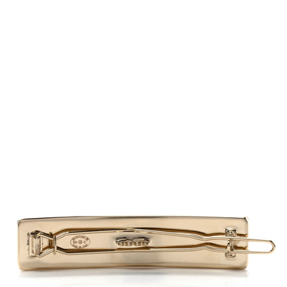 Chanel Metal Crystal Logo Hair Clip Gold 3 of 4