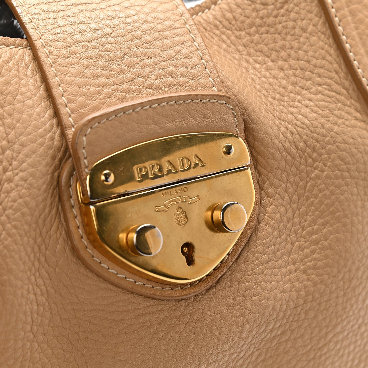 Prada Vitello Daino Pushlock Tote Sughero 12 of 21