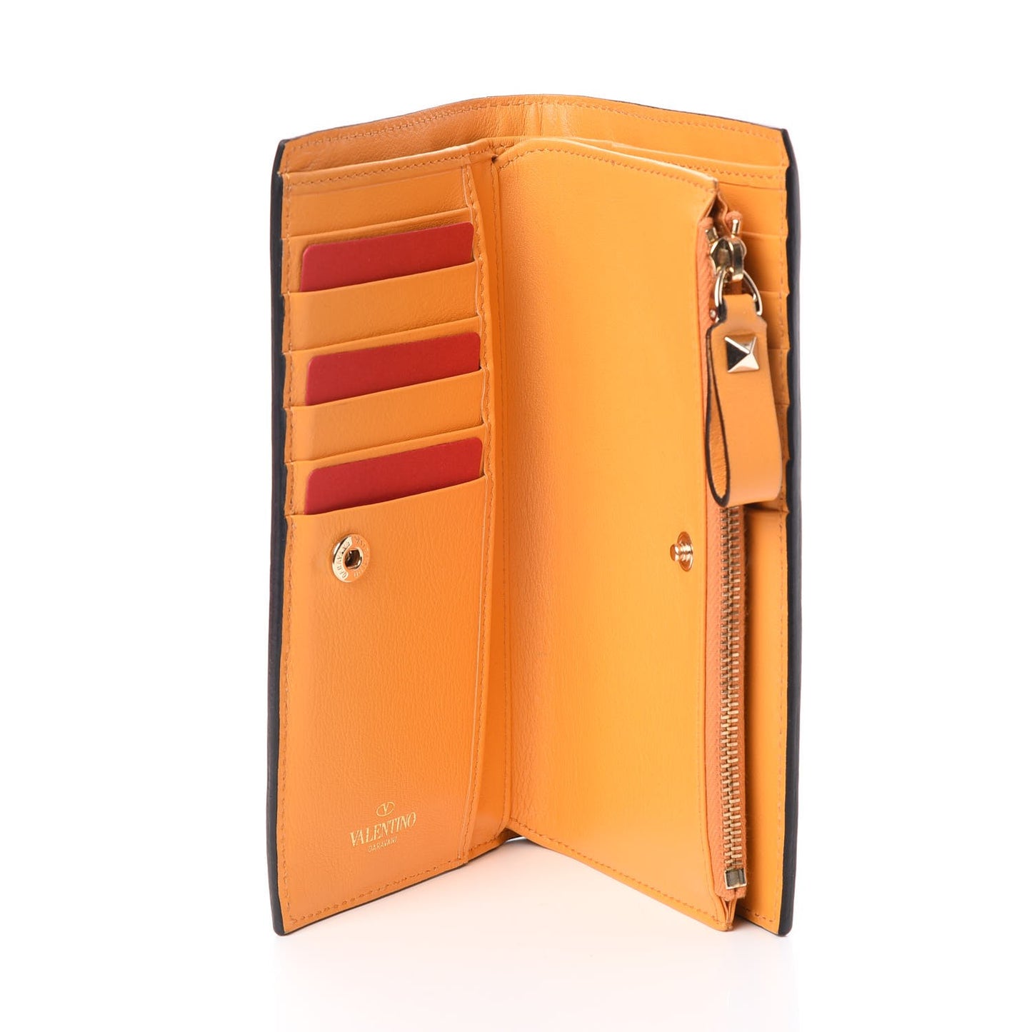 Calfskin Rockstud Continental Wallet Mandarin Sorbet