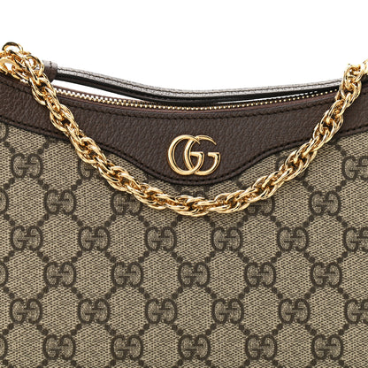 Gucci GG Supreme Monogram Textured Dollar Calfskin Web Small Ophidia GG Handbag Beige Ebony New Acero 8 of 10